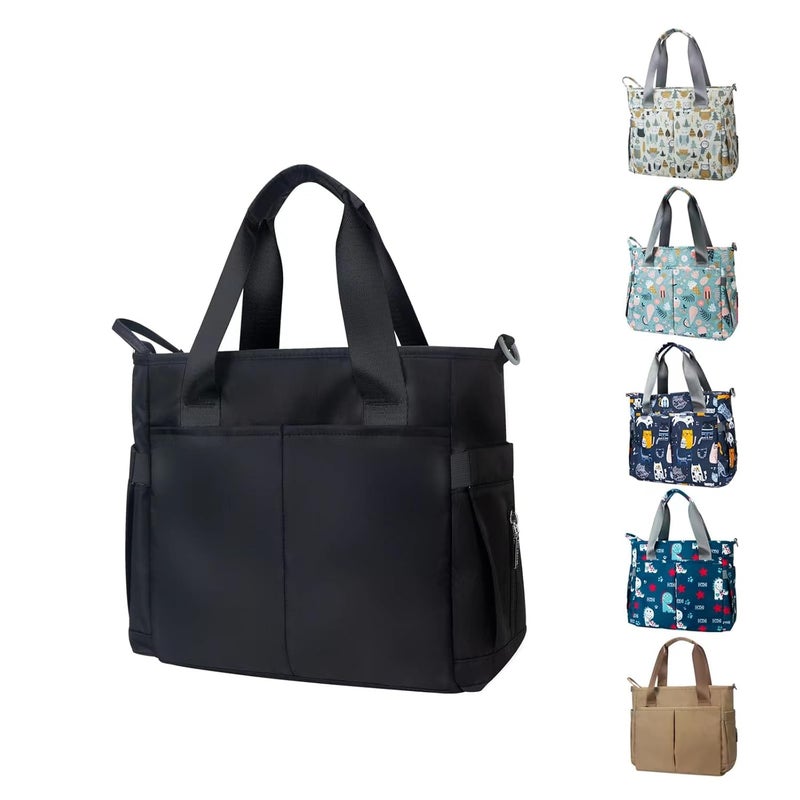 PHEBEN Store Diaper Bag Tote Satchel Waterproof Messenger Baby Diaper Bags for Mom and Dad Multifunction Medium Travel Tote Bags(Black) - Image 1